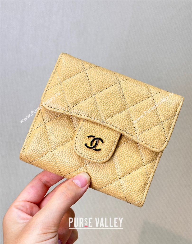 Chanel Grained Calfskin Card Holder Wallet Yellow 2024 82288 (SSZ-240830030)