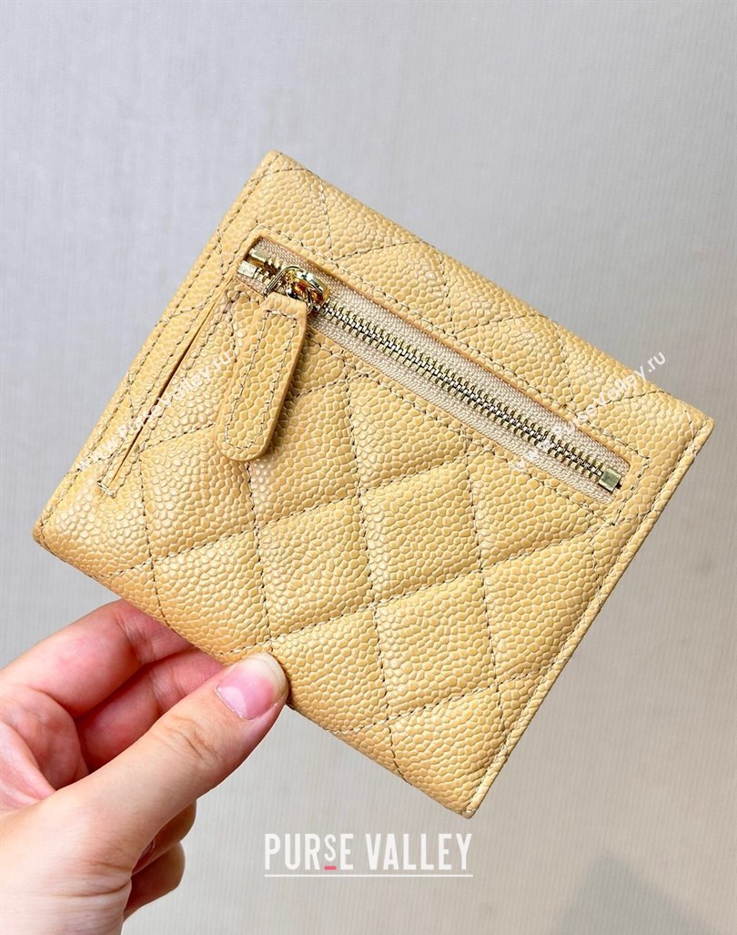 Chanel Grained Calfskin Card Holder Wallet Yellow 2024 82288 (SSZ-240830030)