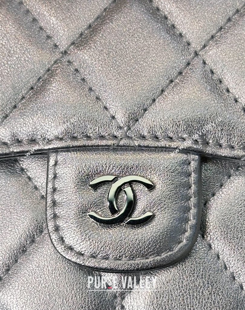 Chanel Lambskin Card Holder Wallet Silver 2024 82288 (SSZ-240830025)