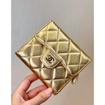 Chanel Lambskin Card Holder Wallet Gold 2024 82288 (SSZ-240830031)