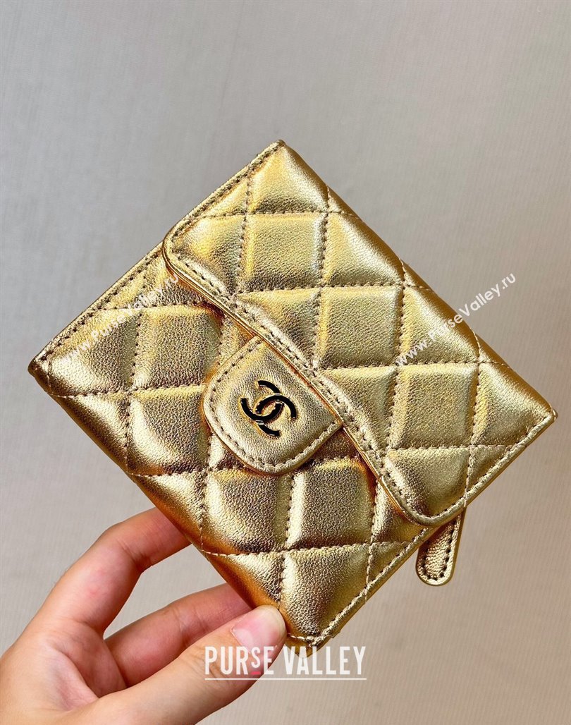 Chanel Lambskin Card Holder Wallet Gold 2024 82288 (SSZ-240830031)