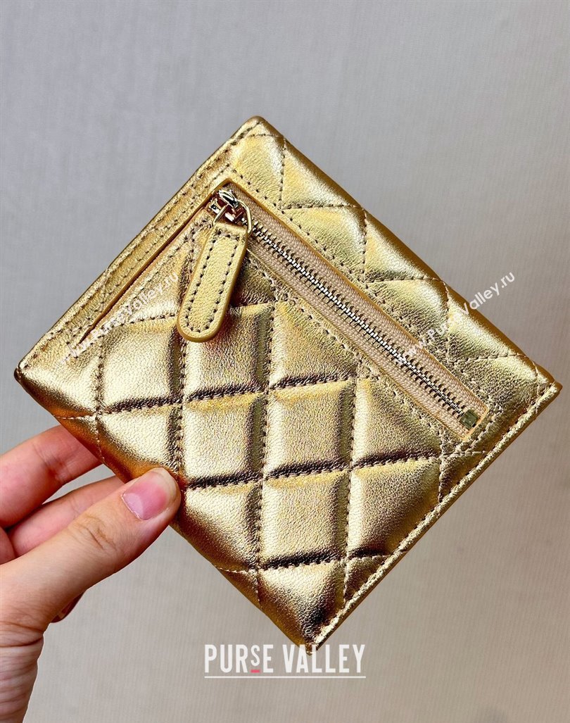 Chanel Lambskin Card Holder Wallet Gold 2024 82288 (SSZ-240830031)