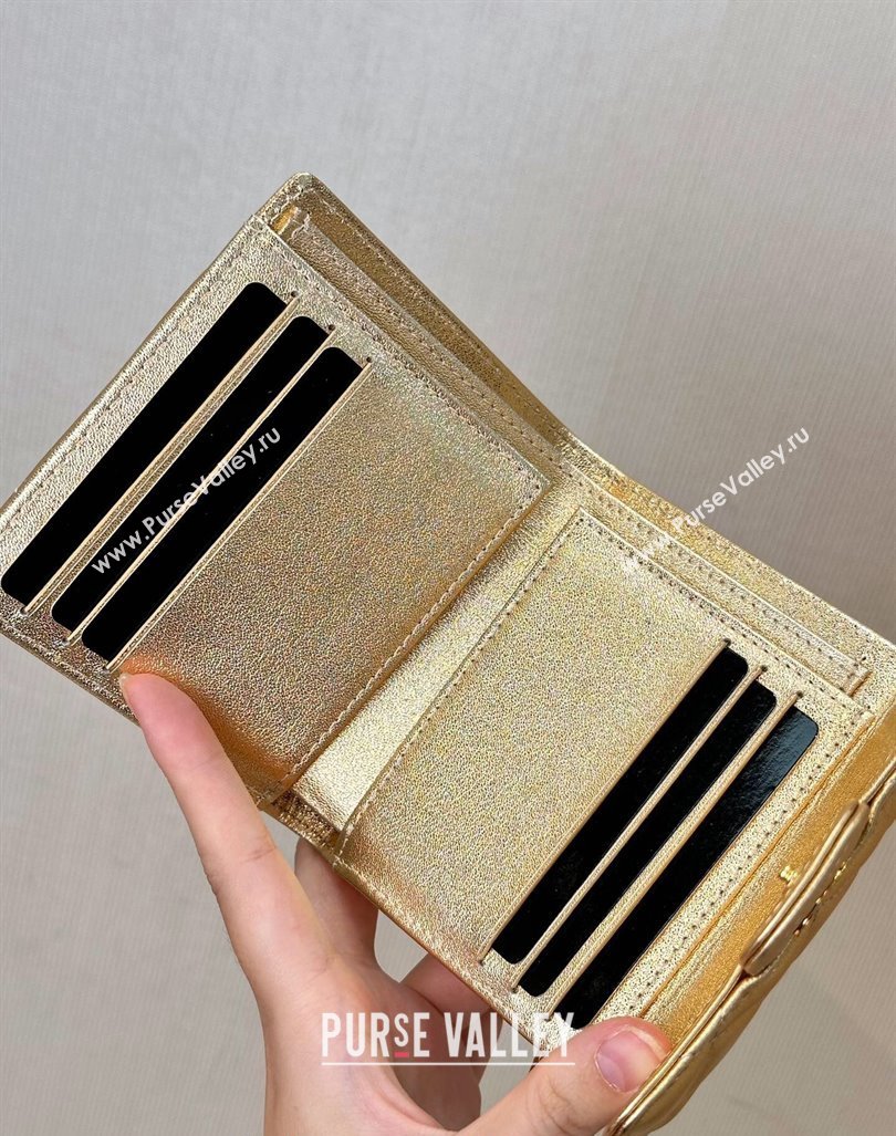 Chanel Lambskin Card Holder Wallet Gold 2024 82288 (SSZ-240830031)