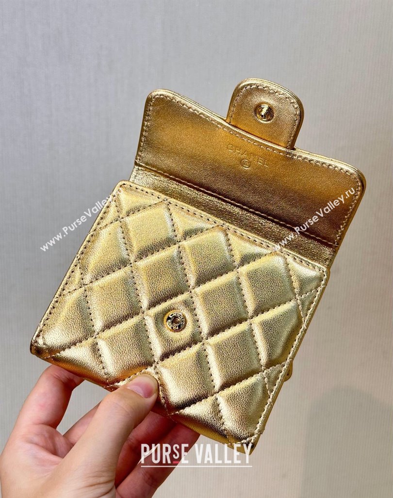 Chanel Lambskin Card Holder Wallet Gold 2024 82288 (SSZ-240830031)