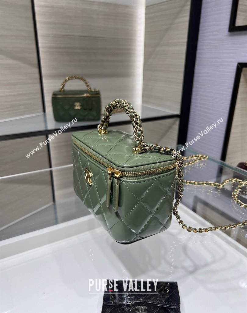 Chanel Lambskin Clutch with Chain and Top Handle AP4168 Khaki Green 2024 (yezi-240830012)