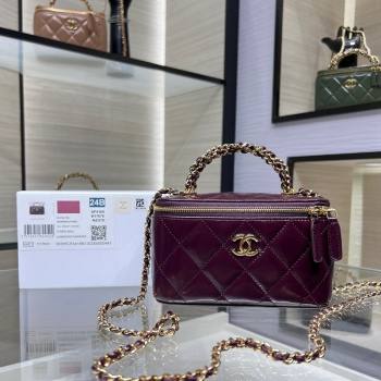 Chanel Lambskin Clutch with Chain and Top Handle AP4168 Dark Burgundy 2024 (yezi-240830013)