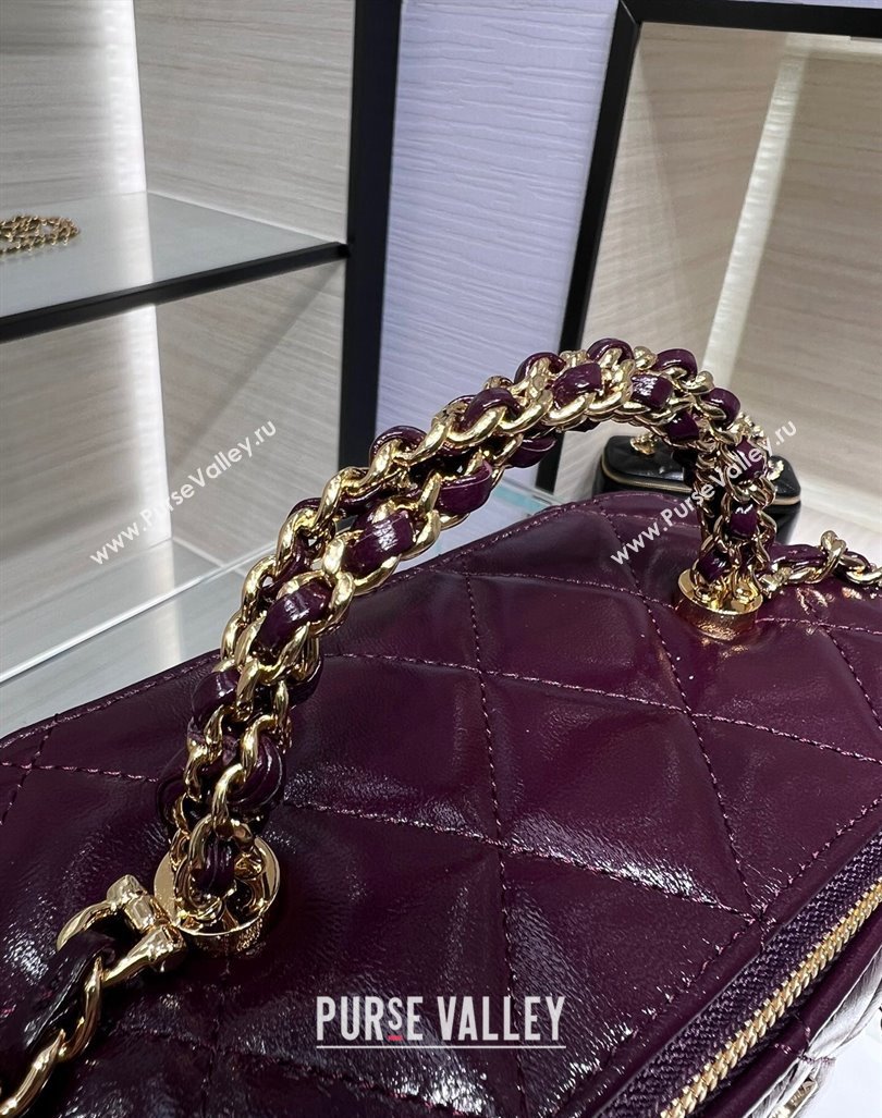 Chanel Lambskin Clutch with Chain and Top Handle AP4168 Dark Burgundy 2024 (yezi-240830013)