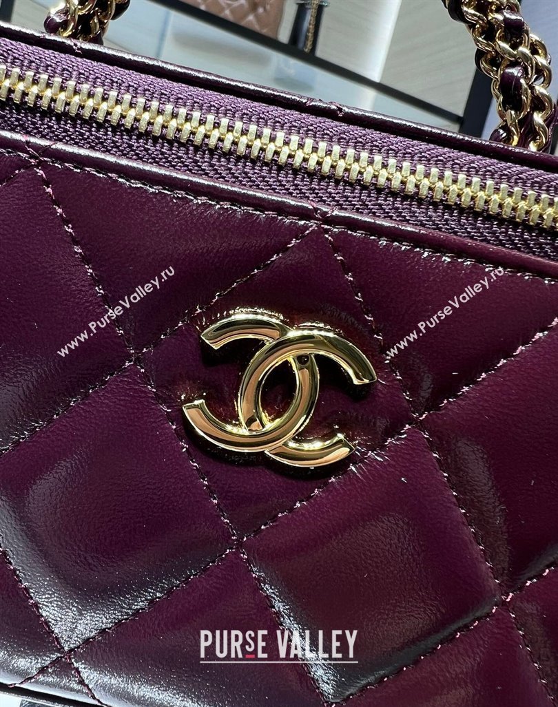 Chanel Lambskin Clutch with Chain and Top Handle AP4168 Dark Burgundy 2024 (yezi-240830013)