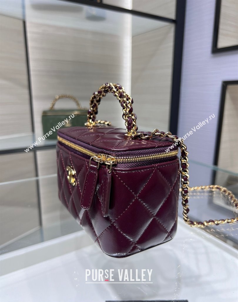 Chanel Lambskin Clutch with Chain and Top Handle AP4168 Dark Burgundy 2024 (yezi-240830013)