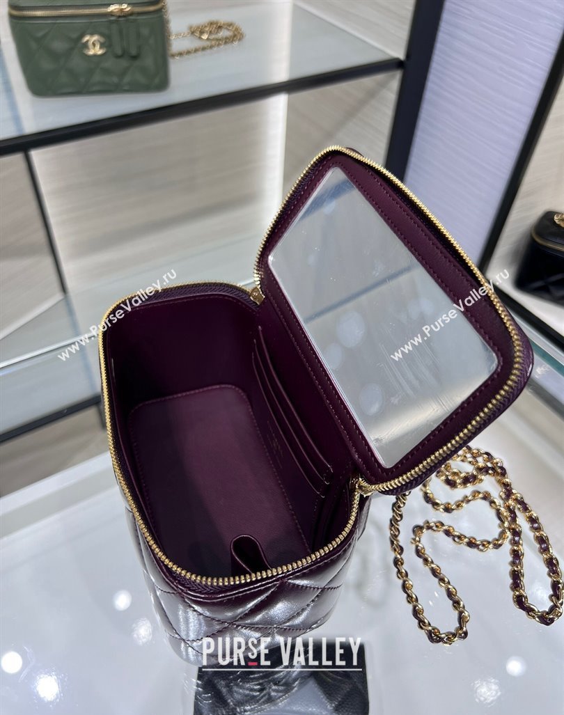 Chanel Lambskin Clutch with Chain and Top Handle AP4168 Dark Burgundy 2024 (yezi-240830013)