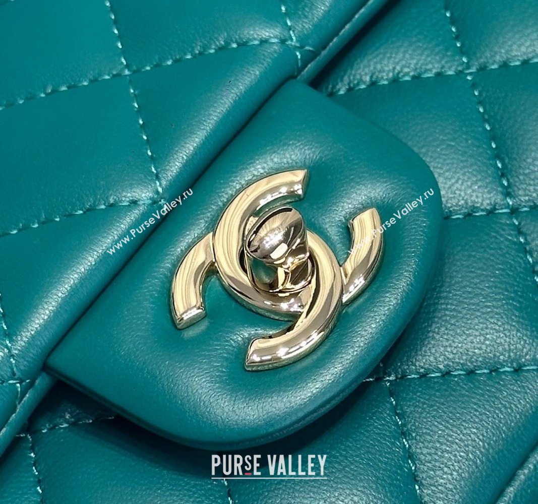 Chanel Coco Lambskin Mini Flap Bag with Top Handle AS2431 Peacock Green 2024 0830 (yezi-240830032)