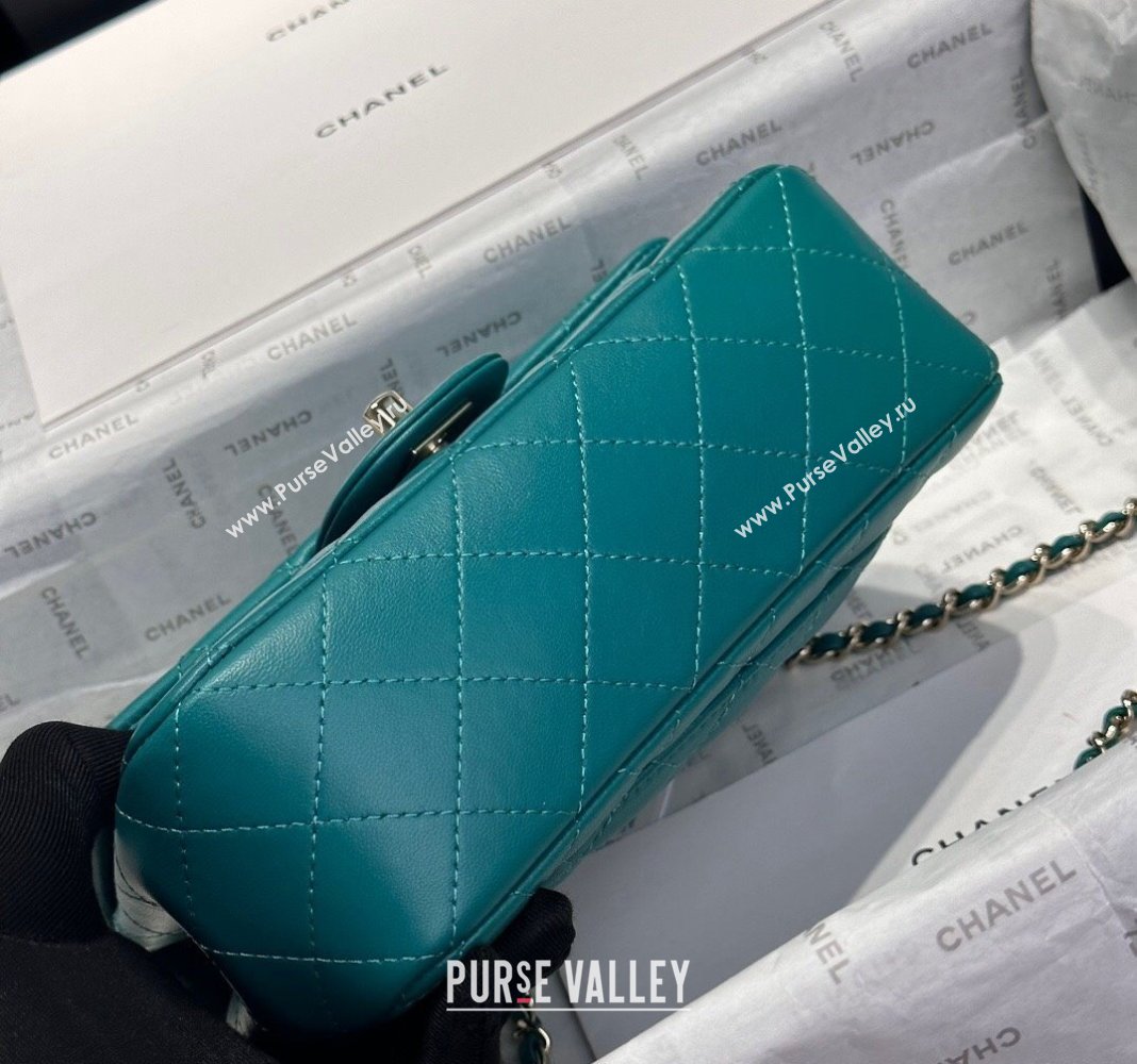 Chanel Coco Lambskin Mini Flap Bag with Top Handle AS2431 Peacock Green 2024 0830 (yezi-240830032)