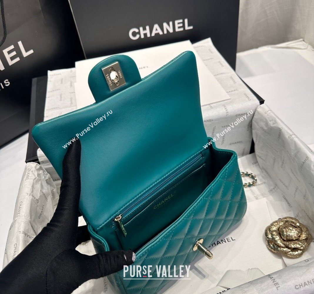 Chanel Coco Lambskin Mini Flap Bag with Top Handle AS2431 Peacock Green 2024 0830 (yezi-240830032)