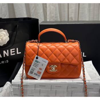 Chanel Coco Lambskin Mini Flap Bag with Top Handle AS2431 Orange 2024 0830 (yezi-240830033)