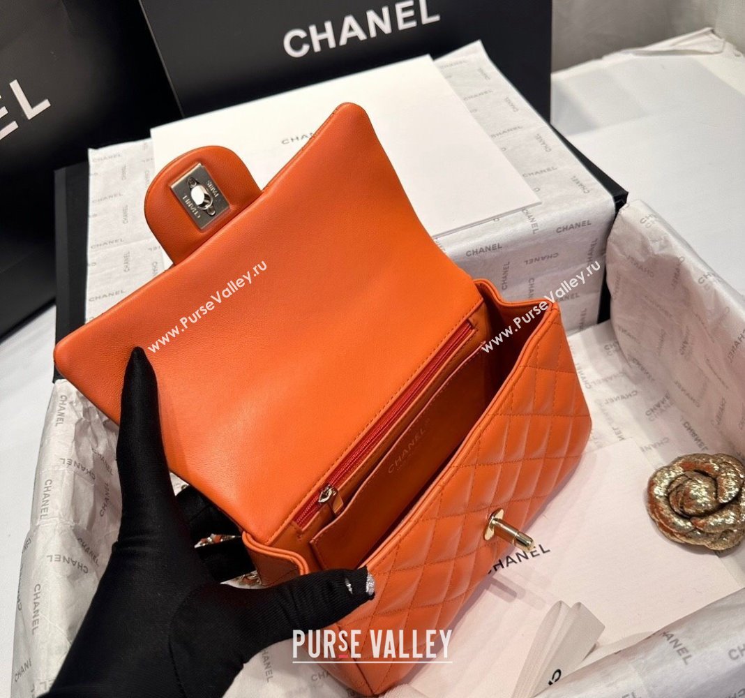 Chanel Coco Lambskin Mini Flap Bag with Top Handle AS2431 Orange 2024 0830 (yezi-240830033)