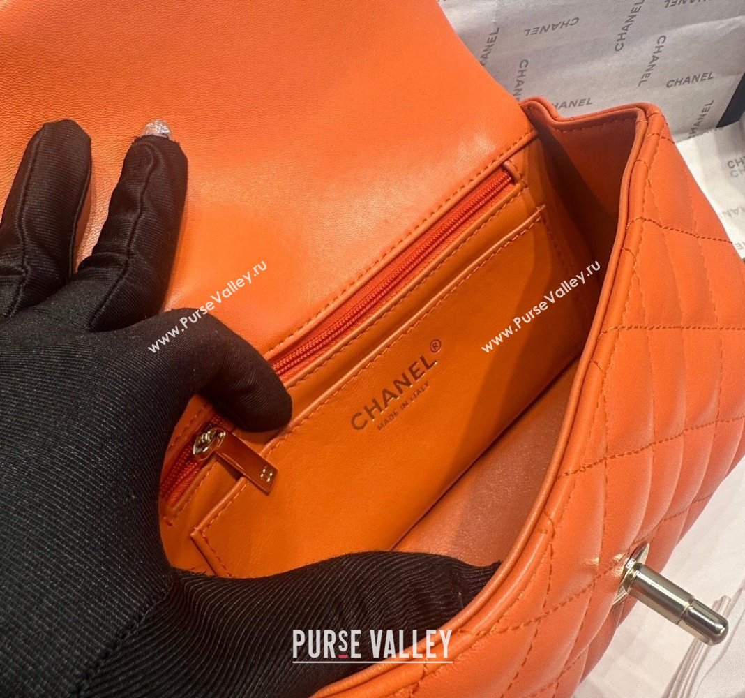 Chanel Coco Lambskin Mini Flap Bag with Top Handle AS2431 Orange 2024 0830 (yezi-240830033)