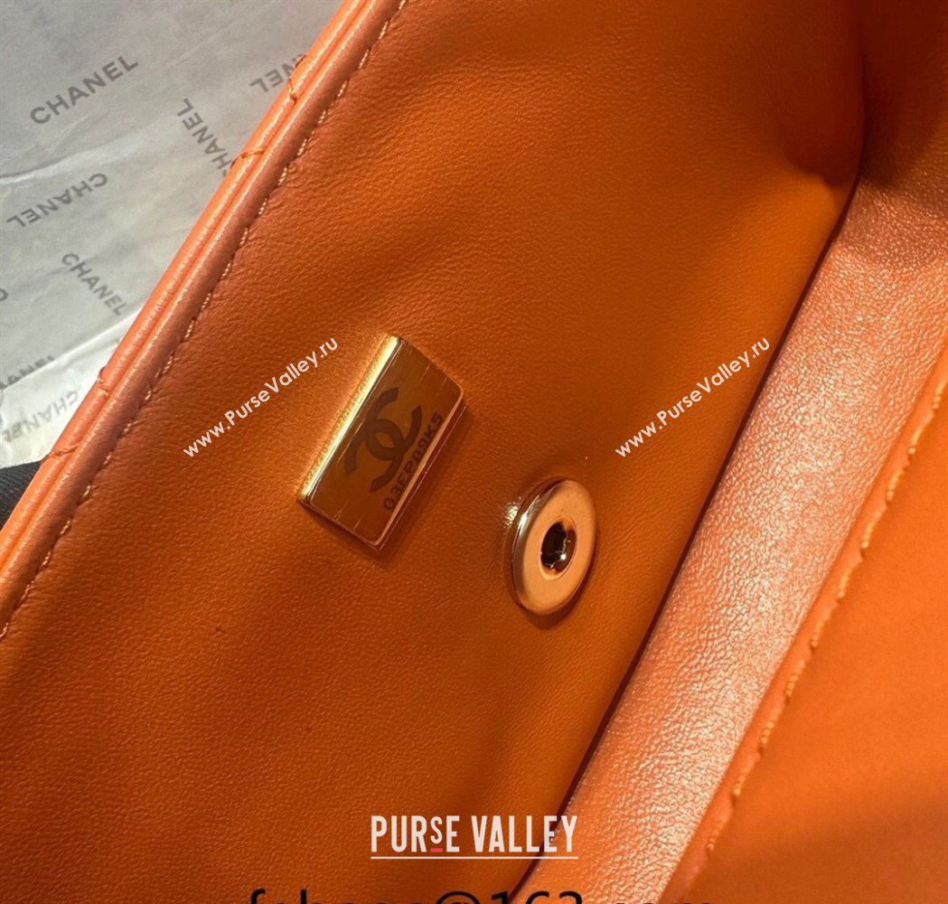 Chanel Coco Lambskin Mini Flap Bag with Top Handle AS2431 Orange 2025 0212 (yezi-250213005)