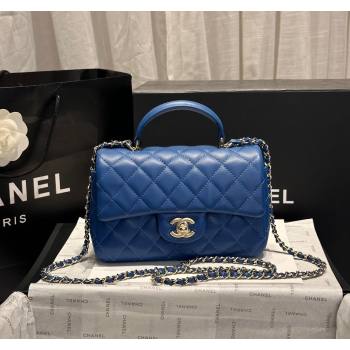 Chanel Coco Lambskin Mini Flap Bag with Top Handle AS2431 Dark Blue 2024 0830 (yezi-240830034)