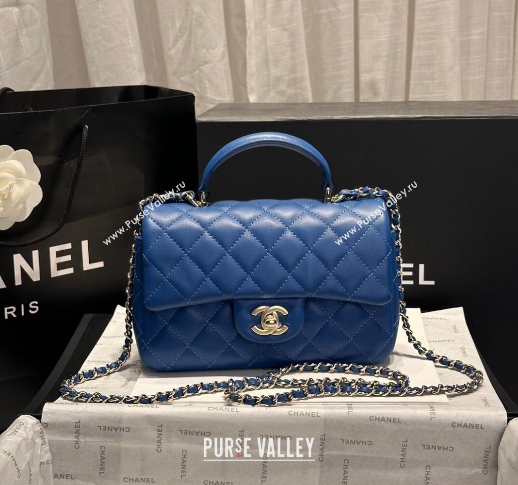 Chanel Coco Lambskin Mini Flap Bag with Top Handle AS2431 Dark Blue 2024 0830 (yezi-240830034)