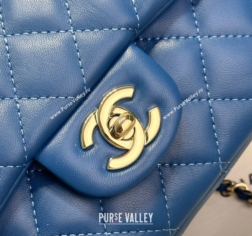 Chanel Coco Lambskin Mini Flap Bag with Top Handle AS2431 Dark Blue 2024 0830 (yezi-240830034)