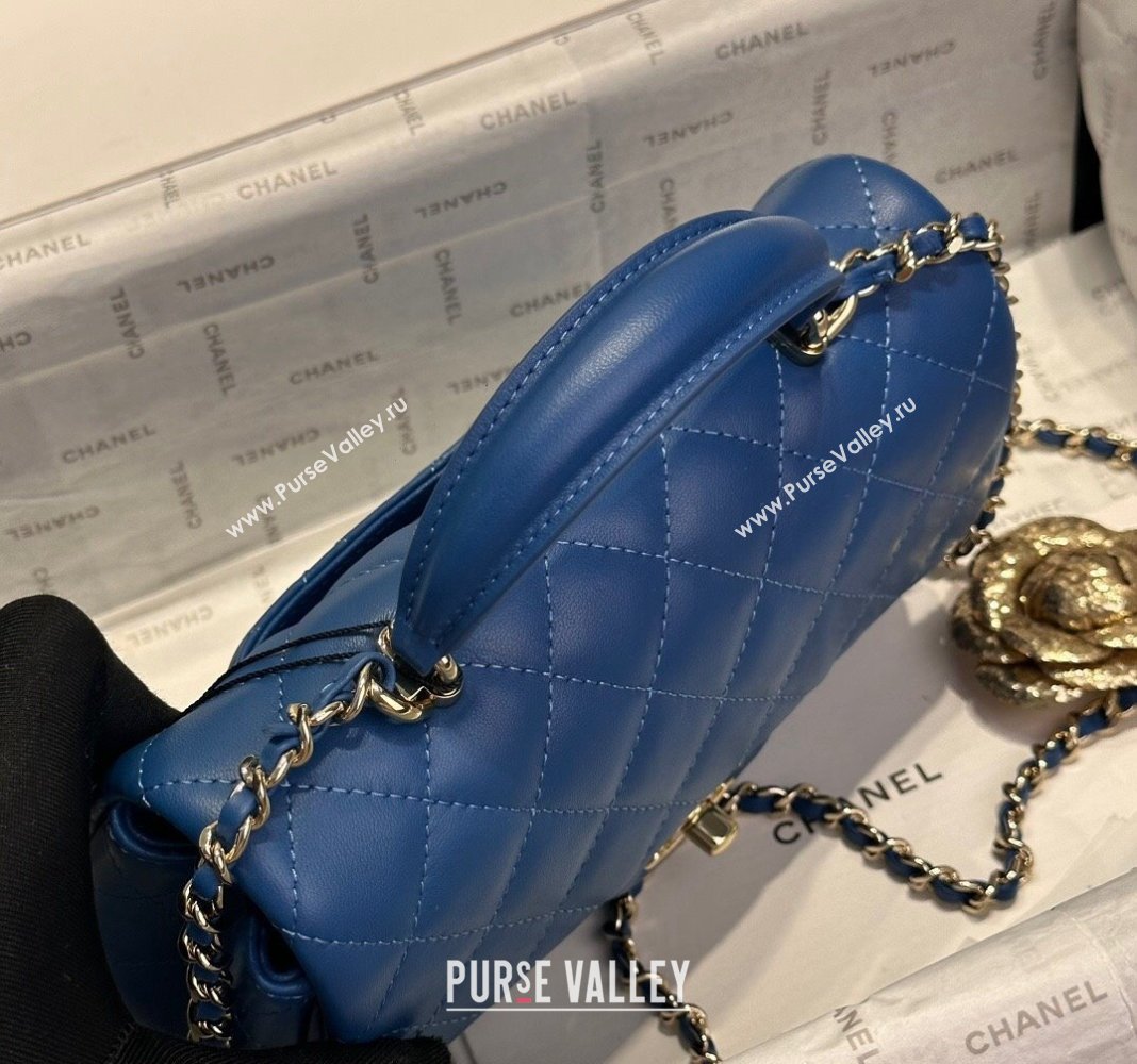 Chanel Coco Lambskin Mini Flap Bag with Top Handle AS2431 Dark Blue 2024 0830 (yezi-240830034)