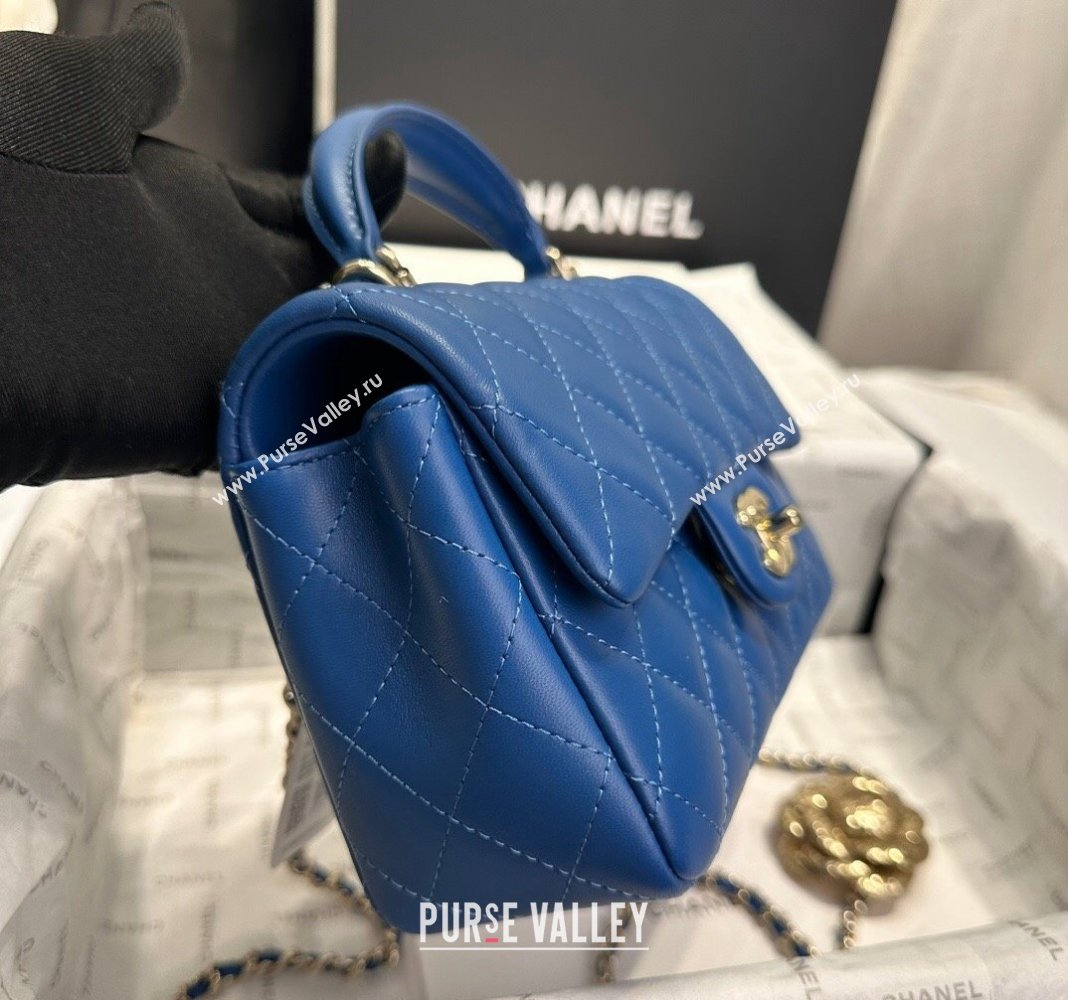 Chanel Coco Lambskin Mini Flap Bag with Top Handle AS2431 Dark Blue 2024 0830 (yezi-240830034)