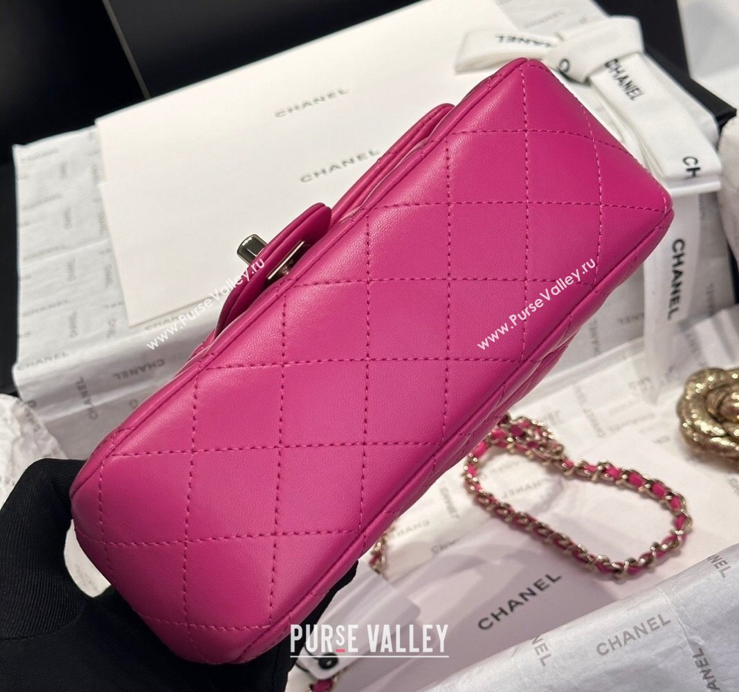 Chanel Coco Lambskin Mini Flap Bag with Top Handle AS2431 Dark Pink 2024 0830 (yezi-240830035)