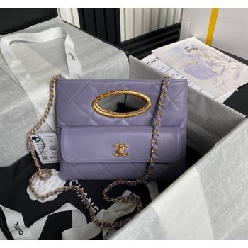 Chanel Lambskin Clutch with Chain Shoulder bag AS5038 Purple 2024 (yezi-240830038)