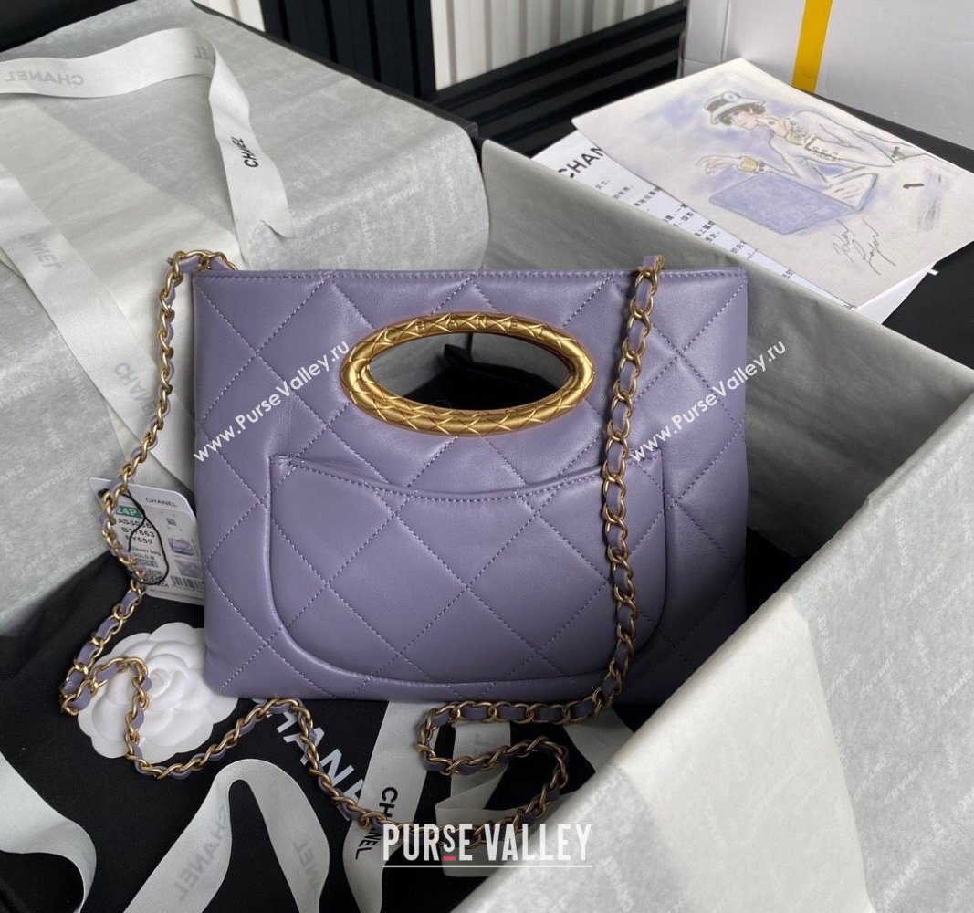 Chanel Lambskin Clutch with Chain Shoulder bag AS5038 Purple 2024 (yezi-240830038)