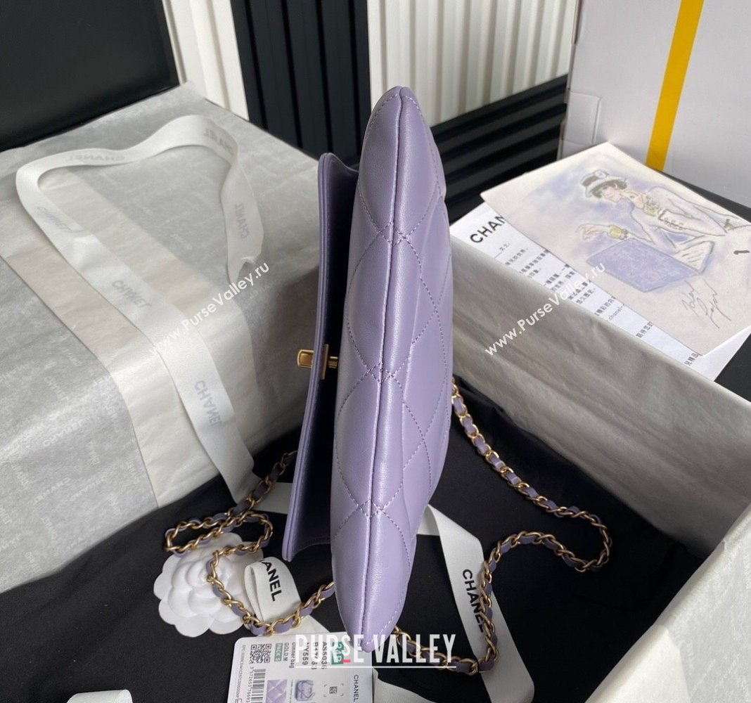 Chanel Lambskin Clutch with Chain Shoulder bag AS5038 Purple 2024 (yezi-240830038)