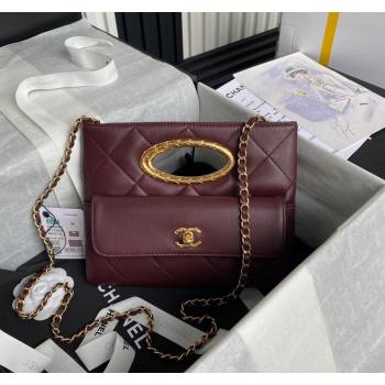 Chanel Lambskin Clutch with Chain Shoulder bag AS5038 Dark Burgundy 2024 (yezi-240830039)