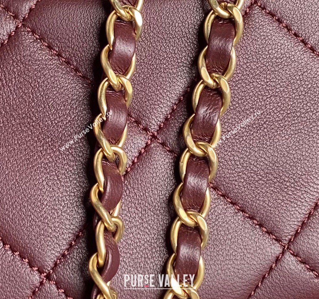 Chanel Lambskin Clutch with Chain Shoulder bag AS5038 Dark Burgundy 2024 (yezi-240830039)