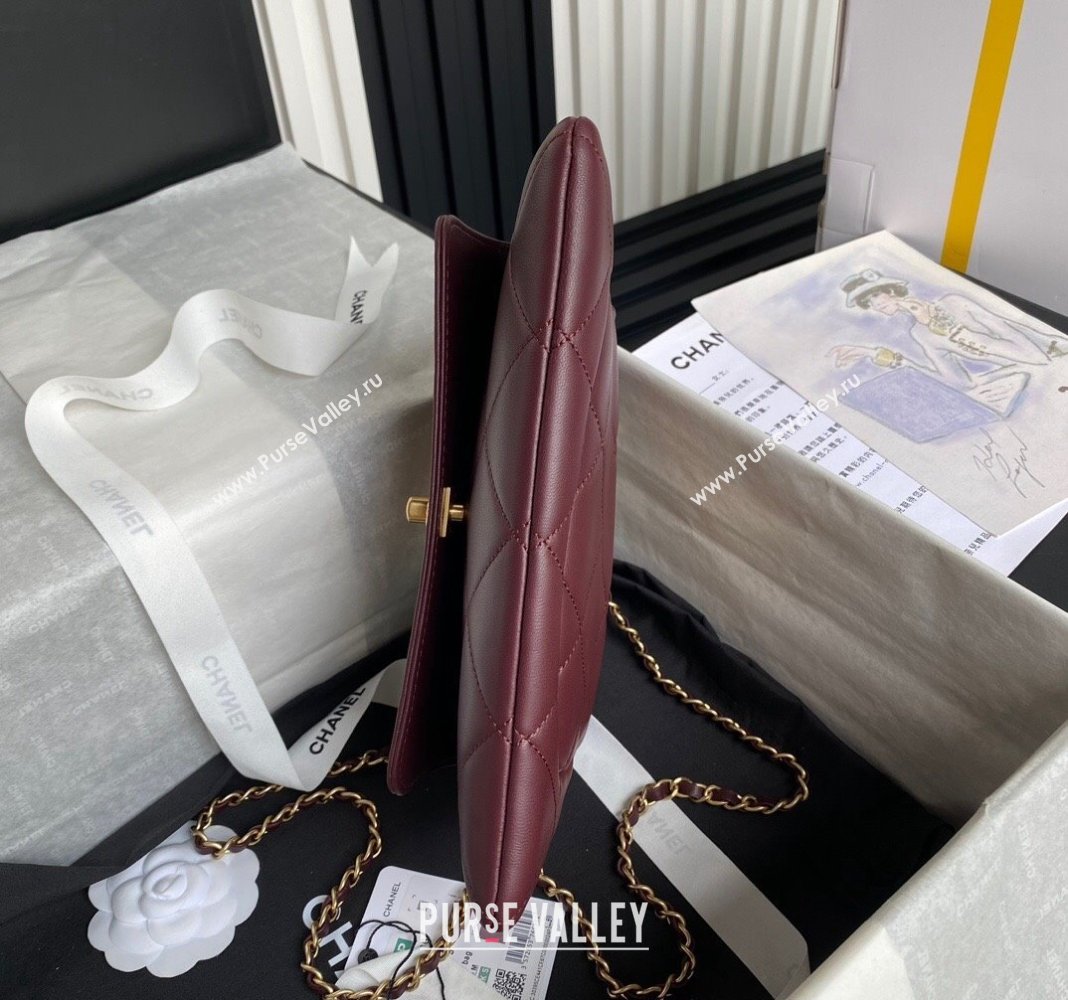 Chanel Lambskin Clutch with Chain Shoulder bag AS5038 Dark Burgundy 2024 (yezi-240830039)
