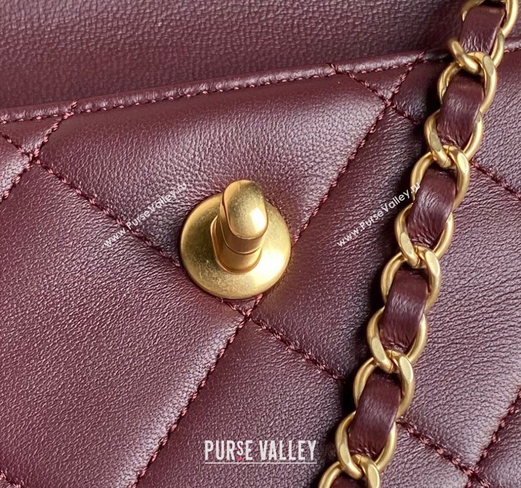 Chanel Lambskin Clutch with Chain Shoulder bag AS5038 Dark Burgundy 2024 (yezi-240830039)