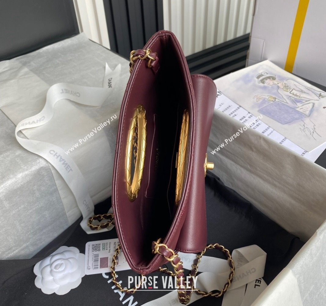 Chanel Lambskin Clutch with Chain Shoulder bag AS5038 Dark Burgundy 2024 (yezi-240830039)