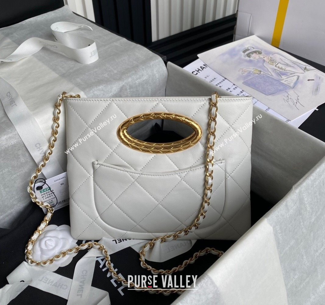 Chanel Lambskin Clutch with Chain Shoulder bag AS5038 White 2024 (yezi-240830040)