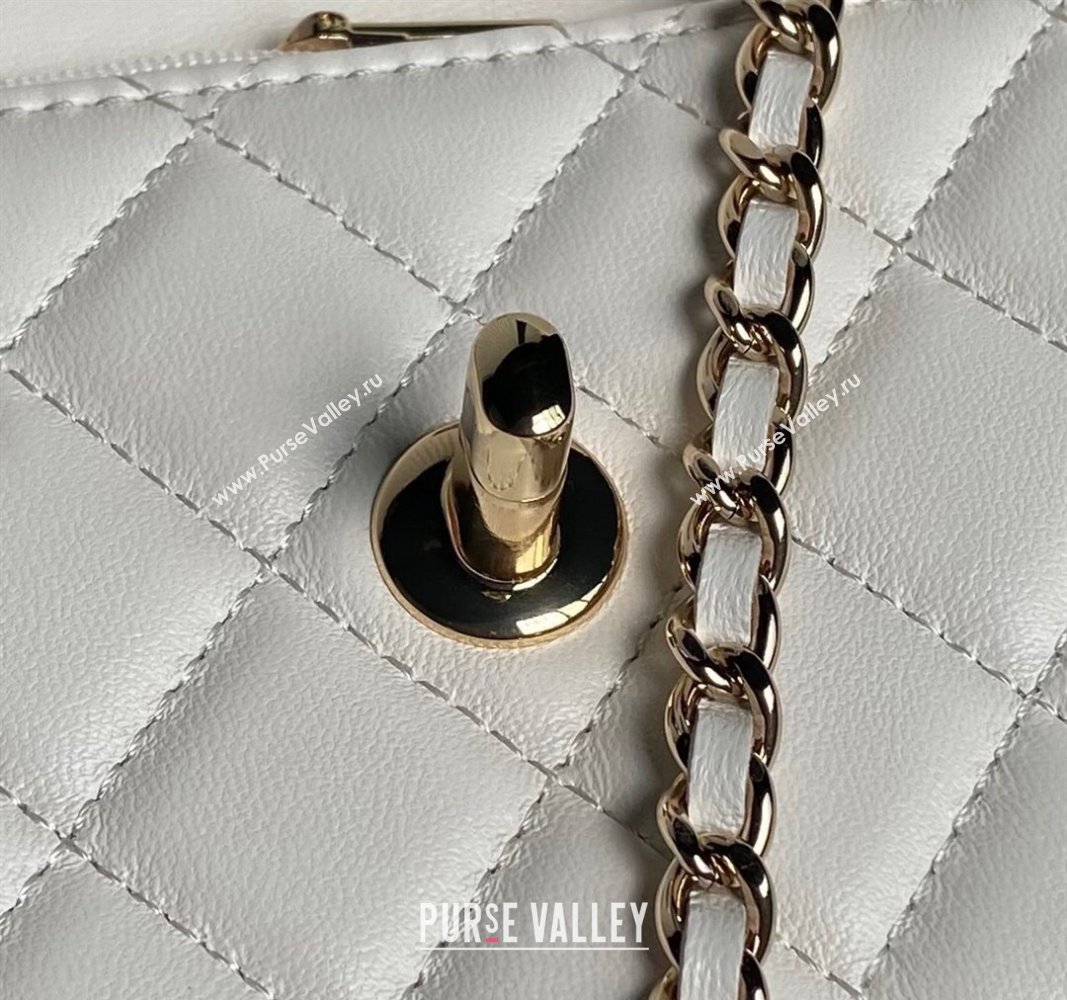 Chanel Lambskin Clutch with Chain and Strass Top Handle AP4044 White 2024 (yezi-240830006)