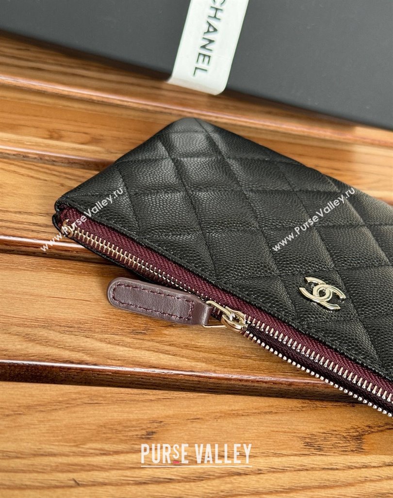 Chanel Mini-Grained Calfskin Classic Zipped Pouch Black/Silver 2024 AP1071 (SSZ-240830045)