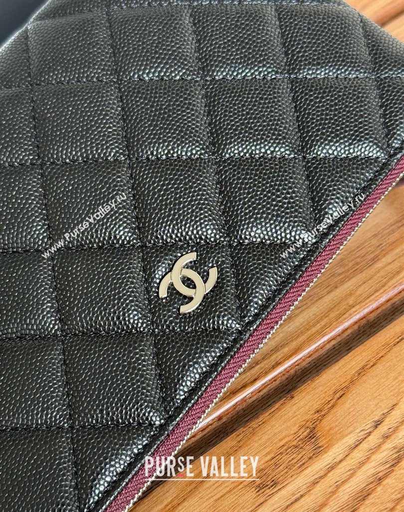 Chanel Mini-Grained Calfskin Classic Zipped Pouch Black/Silver 2024 AP1071 (SSZ-240830045)