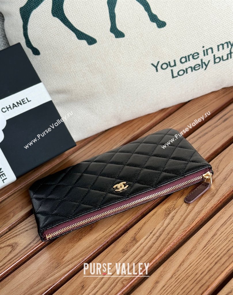 Chanel Mini-Grained Calfskin Classic Zipped Pouch Black/Gold 2024 AP1071 (SSZ-240830046)