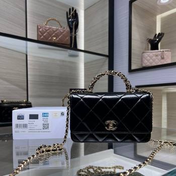 Chanel Lambskin Wallet on Chain WOC with Top Handle AP4166 Black 2024 (yezi-240830007)