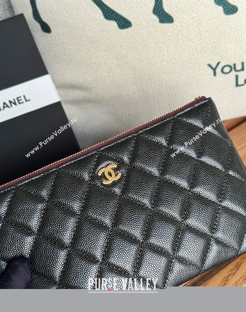 Chanel Mini-Grained Calfskin Classic Zipped Pouch Black/Gold 2024 AP1071 (SSZ-240830046)