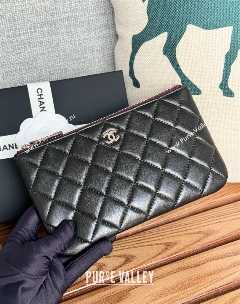 Chanel Lambskin Classic Zipped Pouch Black/Silver 2024 AP1071 (SSZ-240830047)