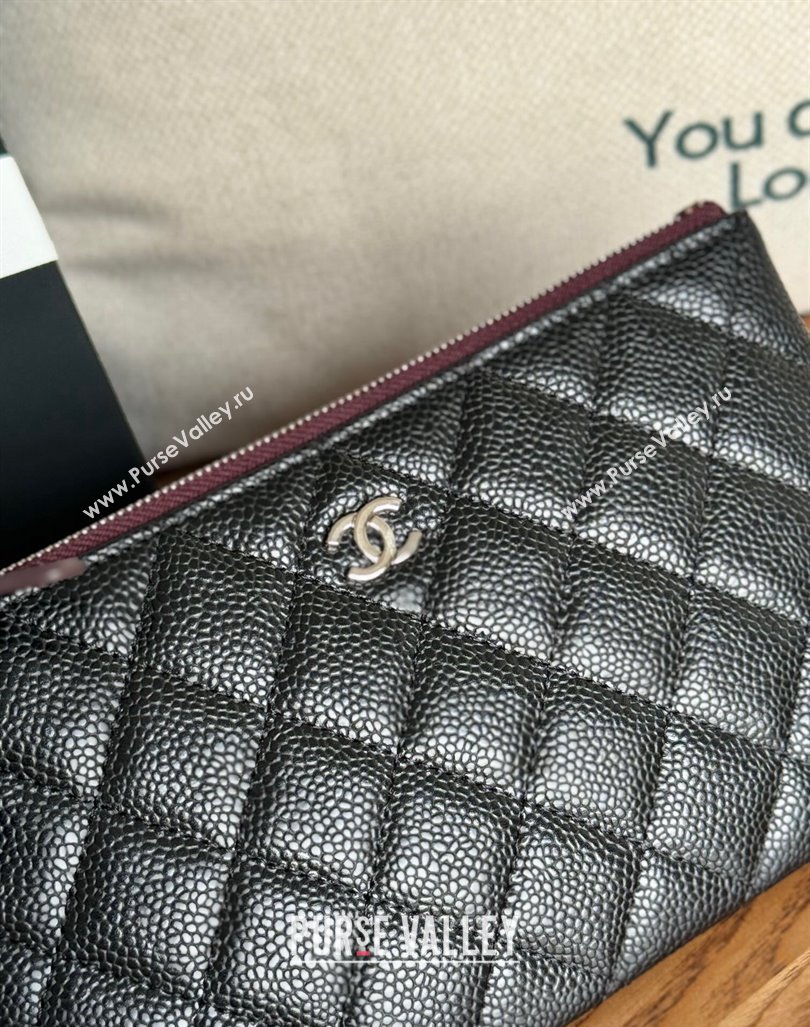 Chanel large-Grained Calfskin Classic Zipped Pouch Black/Silver 2024 AP1071 (SSZ-240830049)