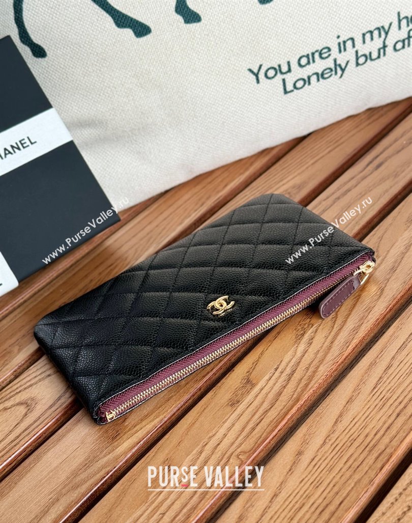 Chanel large-Grained Calfskin Classic Zipped Pouch Black/Gold 2024 AP1071 (SSZ-240830050)