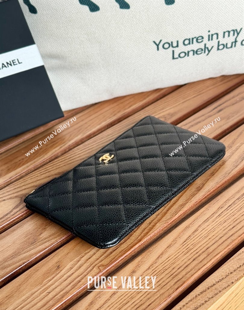 Chanel large-Grained Calfskin Classic Zipped Pouch Black/Gold 2024 AP1071 (SSZ-240830050)