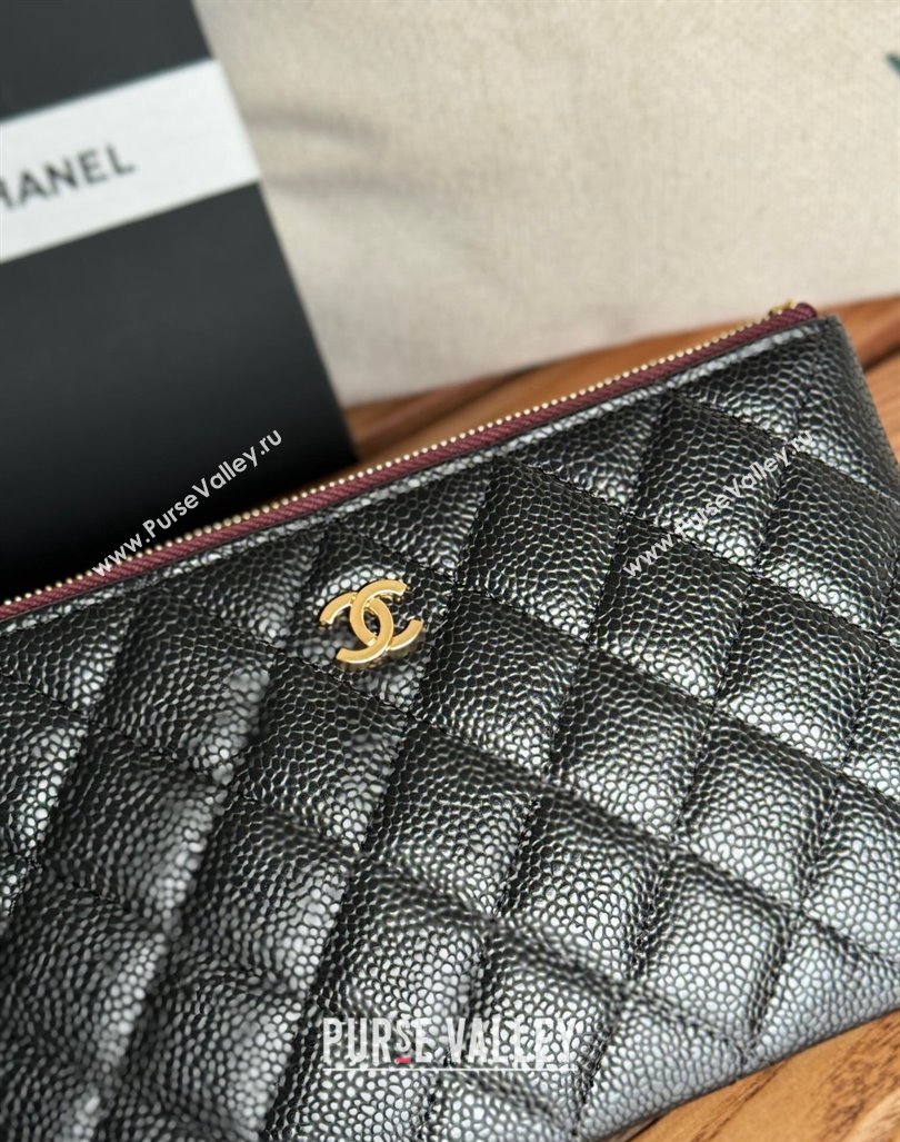 Chanel large-Grained Calfskin Classic Zipped Pouch Black/Gold 2024 AP1071 (SSZ-240830050)