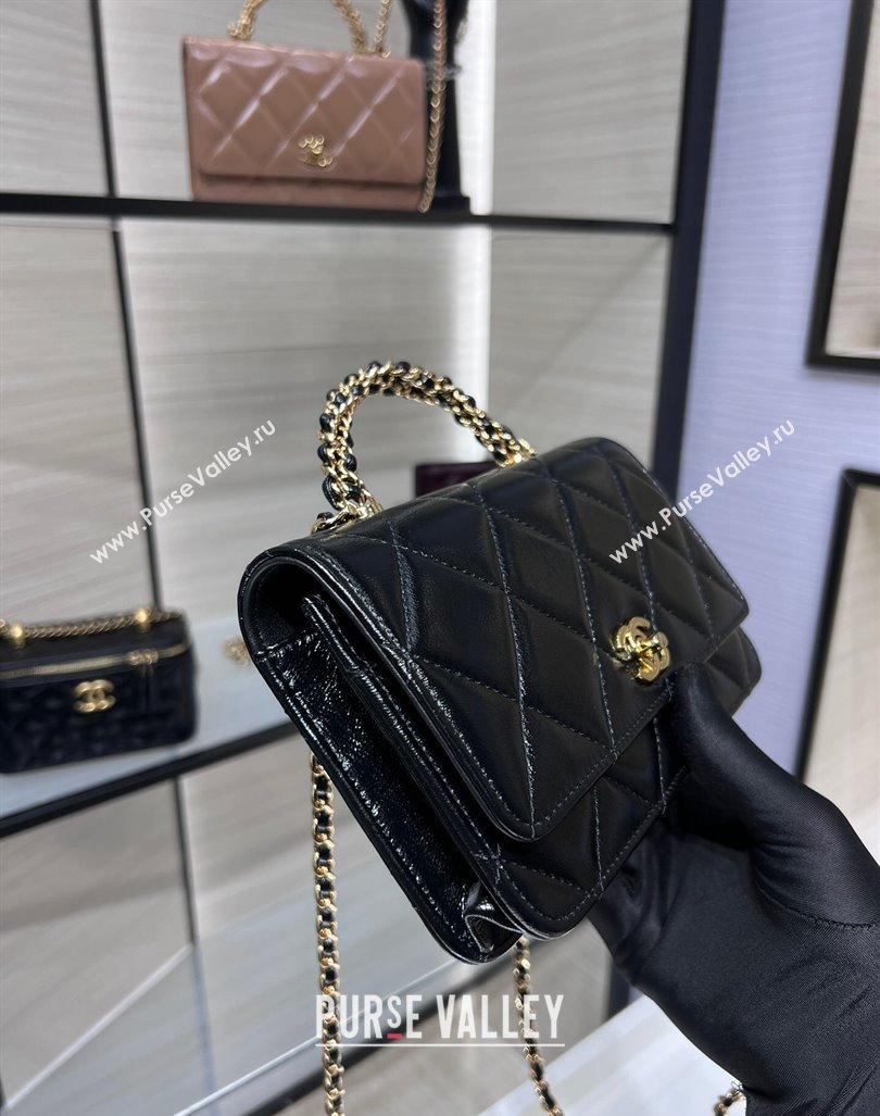 Chanel Lambskin Wallet on Chain WOC with Top Handle AP4166 Black 2024 (yezi-240830007)