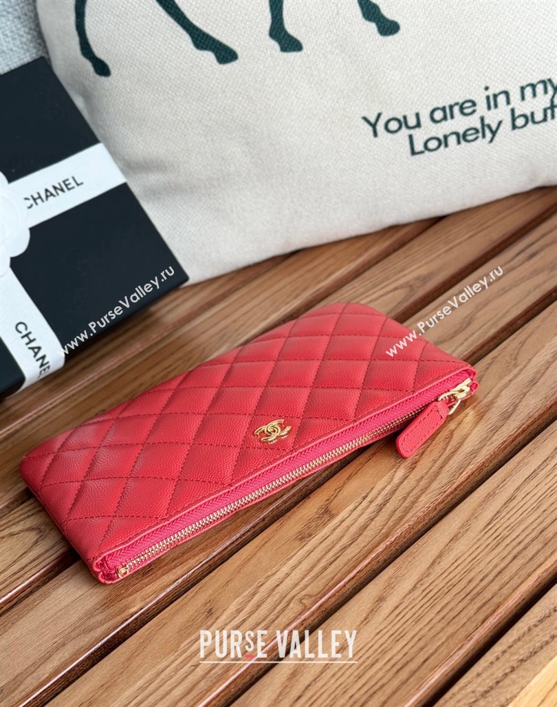 Chanel Grained Calfskin Classic Zipped Pouch Red 2024 AP1071 (SSZ-240830053)