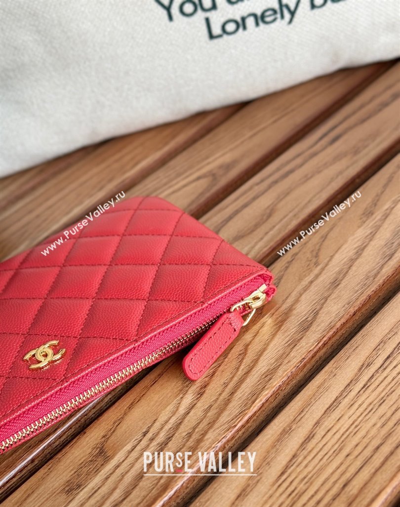 Chanel Grained Calfskin Classic Zipped Pouch Red 2024 AP1071 (SSZ-240830053)